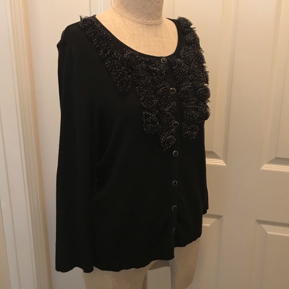 WHBM black cardigan with polkadot detail - Picture 2 of 16
